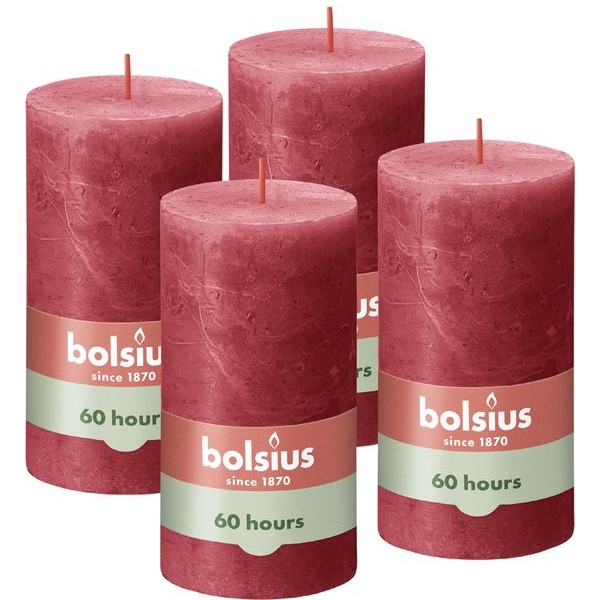 Bolsius Stompkaars | Bolsius | Delicate Red | 13 x Ø 6.8 cm | 4 stuks (Rustiek) 103668790341 K150303433 - 1