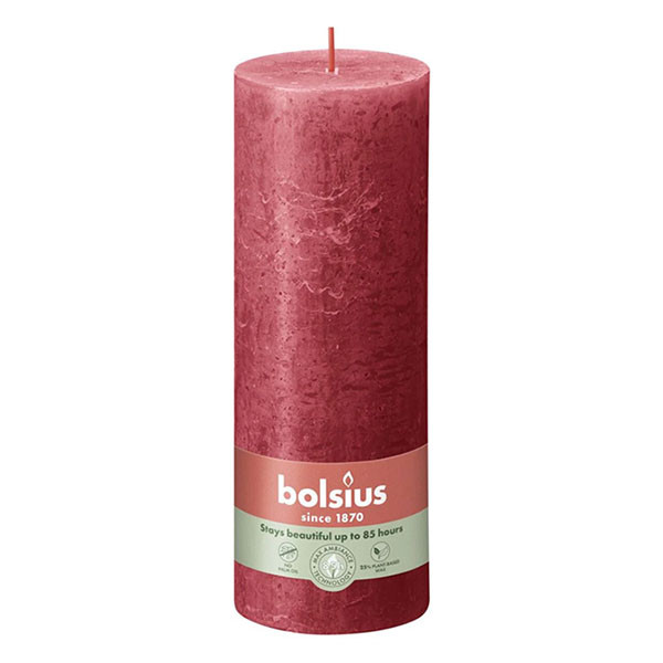 Bolsius Stompkaars | Bolsius | Delicate Red | 19 x Ø 6.8 cm | 4 stuks (Rustiek) 103668850341 K150303437 - 2