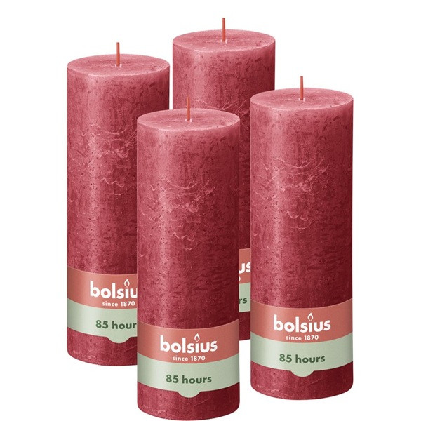Bolsius Stompkaars | Bolsius | Delicate Red | 19 x Ø 6.8 cm | 4 stuks (Rustiek) 103668850341 K150303437 - 1