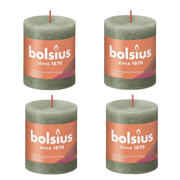 Bolsius Stompkaars | Bolsius | Fresh Olive | 8 x Ø 6.8 cm | 4 stuks (Rustiek) 103668780370 K150303430 - 1