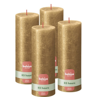 Bolsius Stompkaars | Bolsius | Gold | 19 x Ø 6.8 cm | 4 stuks (Rustiek, Shimmer) 103667656882 K150303444 - 1