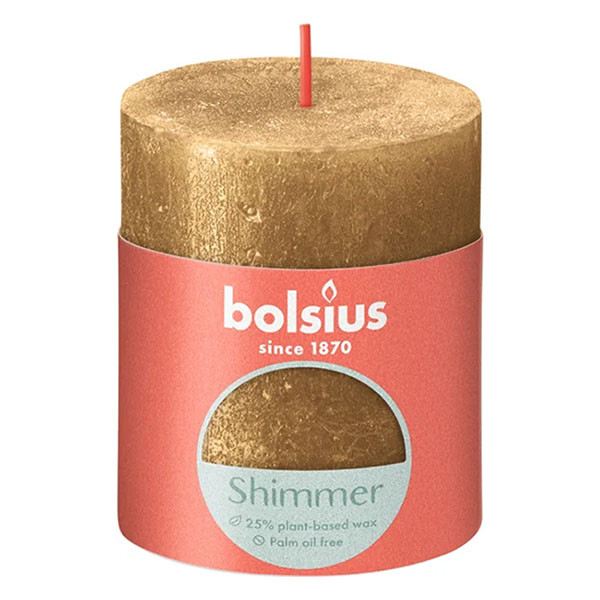Bolsius Stompkaars | Bolsius | Gold | 8 x Ø 6.8 cm | 4 stuks (Rustiek, Shimmer) 103667637082 K150303440 - 2