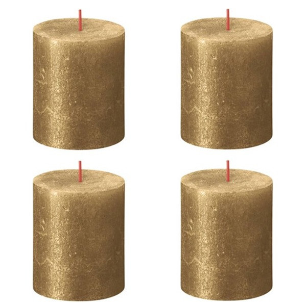 Bolsius Stompkaars | Bolsius | Gold | 8 x Ø 6.8 cm | 4 stuks (Rustiek, Shimmer) 103667637082 K150303440 - 1