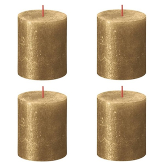 Bolsius Stompkaars | Bolsius | Gold | 8 x Ø 6.8 cm | 4 stuks (Rustiek, Shimmer) 103667637082 K150303440 - 1