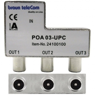 Braun Telecom Coax splitter | Braun Telecom (Vrouwelijk naar 3x mannelijk) POA03-UPC K030408006 - 1