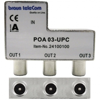 Braun Telecom Coax splitter - Braun Telecom (Vrouwelijk naar 3 x mannelijk) POA03-UPC K030408006 - 