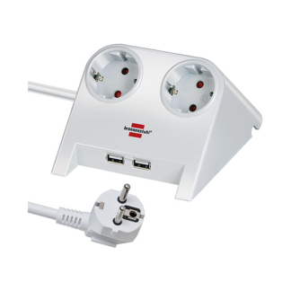 Brennenstuhl Desktop stekkerdoos | Brennenstuhl | 1.8 meter (2-voudig, 2 USB poorten, Wit) 1153520222 K010813606 - 2