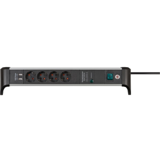 Brennenstuhl Desktop stekkerdoos | Brennenstuhl | 1.8 meter (4-voudig, 2 USB poorten, Overspanningsbeveiliging, Schakelaar, Aluminium) 1391010620 C060401139 - 1