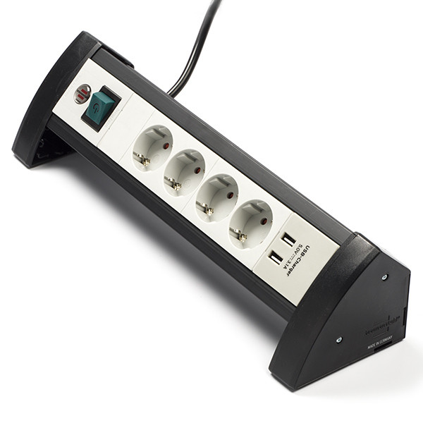 Brennenstuhl Desktop stekkerdoos | Brennenstuhl | 1.8 meter (4-voudig, 2 USB poorten, Schakelaar) 1156250534 A010813108 - 1