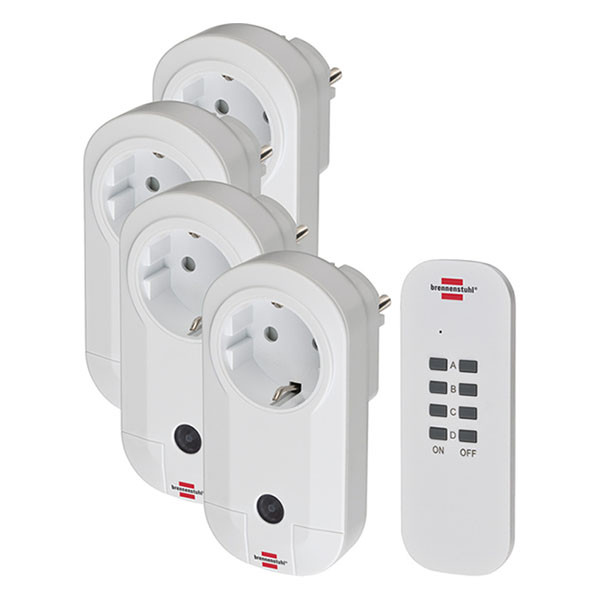 Brennenstuhl Draadloze schakelaar | Brennenstuhl | 4 stuks (Tot 1000W, Afstandsbediening, Wit) 1507050 K120601134 - 1