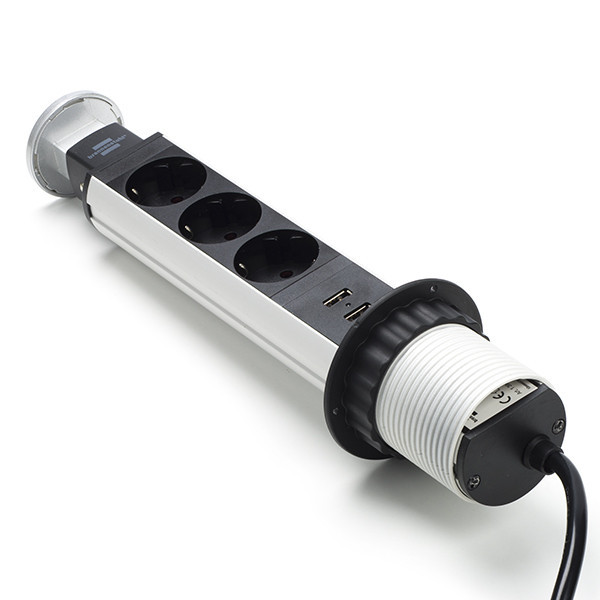 Brennenstuhl Inbouw bureau stopcontact | Brennenstuhl | 2 meter (3-voudig, 2 USB poorten, Aluminium) 1396200013 A010813013 - 5