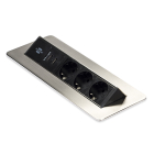 Inbouw bureau stopcontact | Brennenstuhl | 2 meter (3-voudig, 2 USB poorten, Inklapbaar)