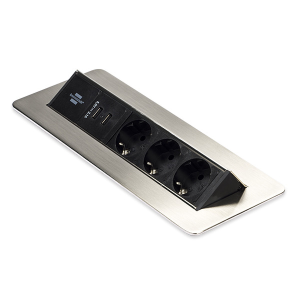 Brennenstuhl Stekkerdoos 3-voudig | Brennenstuhl | 2 meter (Inbouw, Inklapbaar, 2 USB poorten) 1396200113 K120300094 - 1