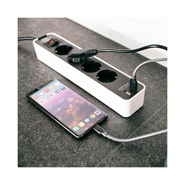 Brennenstuhl Stekkerdoos 4-voudig | Brennenstuhl | 1.5 meter (2 USB poorten, Schakelaar, Wit/Zwart) 1153240026 K120300086 - 6