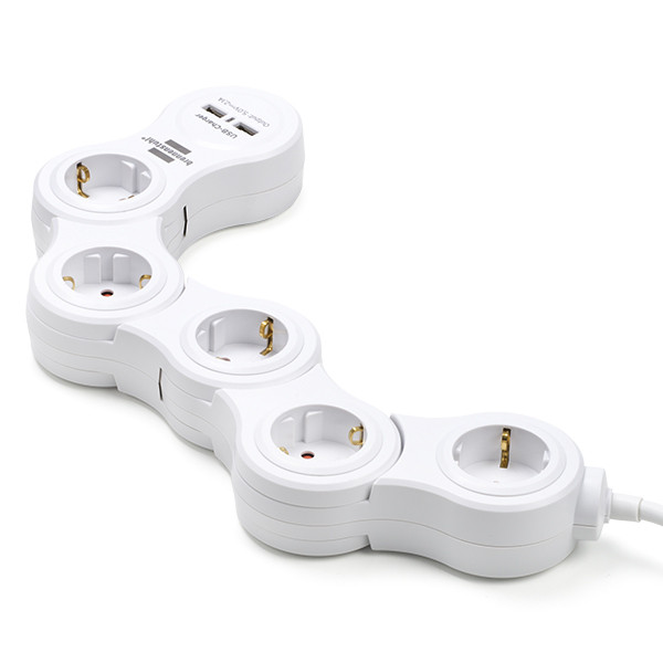 Brennenstuhl Stekkerdoos 5-voudig | Brennenstuhl | 1.4 meter (2 USB poorten, Flexibel) 1155350210 K120300090 - 1