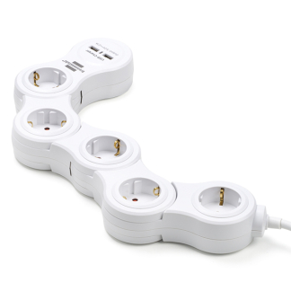 Brennenstuhl Stekkerdoos 5-voudig | Brennenstuhl | 1.4 meter (2 USB poorten, Flexibel) 1155350210 K120300090 - 1
