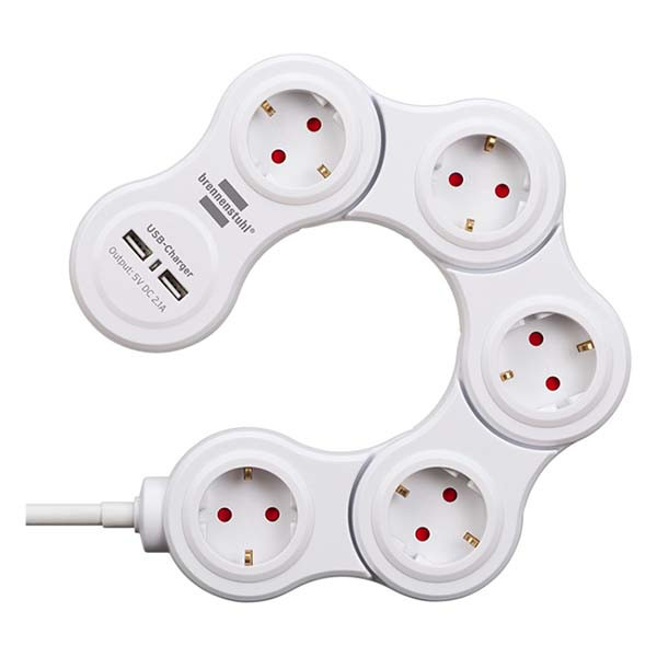 Brennenstuhl Stekkerdoos 5-voudig | Brennenstuhl | 1.4 meter (2 USB poorten, Flexibel) 1155350210 K120300090 - 3