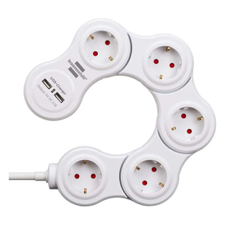 Brennenstuhl Stekkerdoos met USB | Brennenstuhl | 1.4 meter (5-voudig, 2x USB A, Flexibel) 1155350210 A120300090 - 3