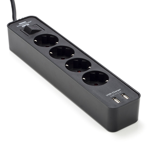 Brennenstuhl Stekkerdoos met USB | Brennenstuhl | 1.5 meter (4-voudig, Schakelaar, Zwart) 1153240006 A120300085 - 1