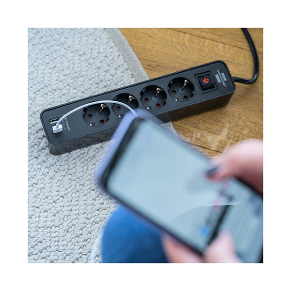 Brennenstuhl Stekkerdoos met USB | Brennenstuhl | 1.5 meter (4-voudig, Schakelaar, Zwart) 1153240006 A120300085 - 5