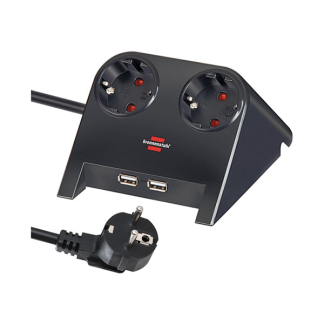 Brennenstuhl Stekkerdoos met USB | Brennenstuhl | 1.8 meter (2-voudig, Desktop, Zwart) 1153500222 B010813605 - 3