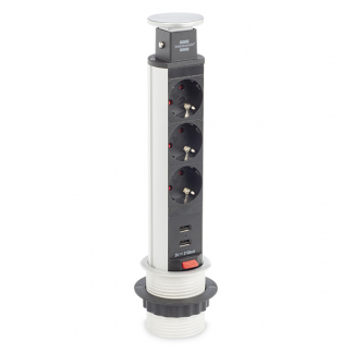 Brennenstuhl Stekkerdoos met USB | Brennenstuhl | 2 meter (3-voudig, Bureau inbouw stopcontact, Aluminium) 1396200013 B010813013 - 
