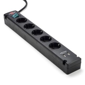Brennenstuhl Stekkerdoos met USB | Brennenstuhl | 3 meter (5-voudig, 2x USB A, Schakelaar, Zwart) 1150660315 K120300088