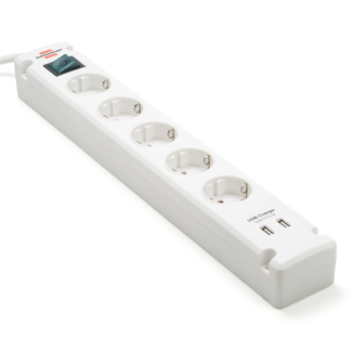 Brennenstuhl Stekkerdoos met USB | Brennenstuhl | 3 meter (5-voudig, Schakelaar, Wit) 1150660325 A120300089 - 1