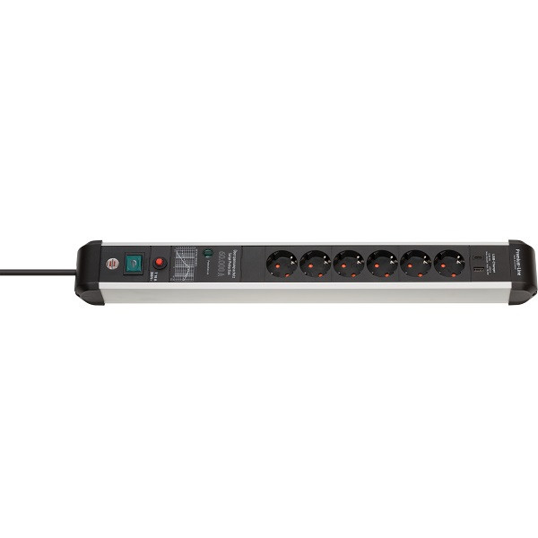 Brennenstuhl Stekkerdoos met USB | Brennenstuhl | 3 meter (6-voudig, 1x USB C, 1x USB A, Overspanningsbeveiliging, 60.000 A, Schakelaar) 1391010620 K060401137 - 1