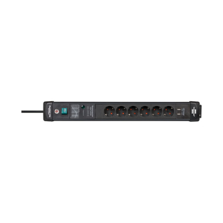Brennenstuhl Stekkerdoos met USB | Brennenstuhl | 3 meter (6-voudig, 2x USB A, Overspanningsbeveiliging, 60.000 A, Schakelaar, Aluminium) 1951160606 K060401149 - 3