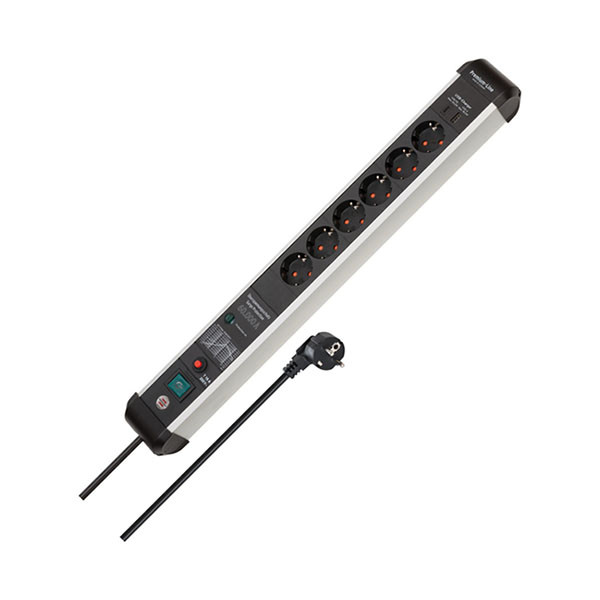 Brennenstuhl Stekkerdoos met USB | Brennenstuhl | 3 meter (6-voudig, Overspanningsbeveiliging, 60.000 A, Schakelaar) 1391010620 B060401137 - 2