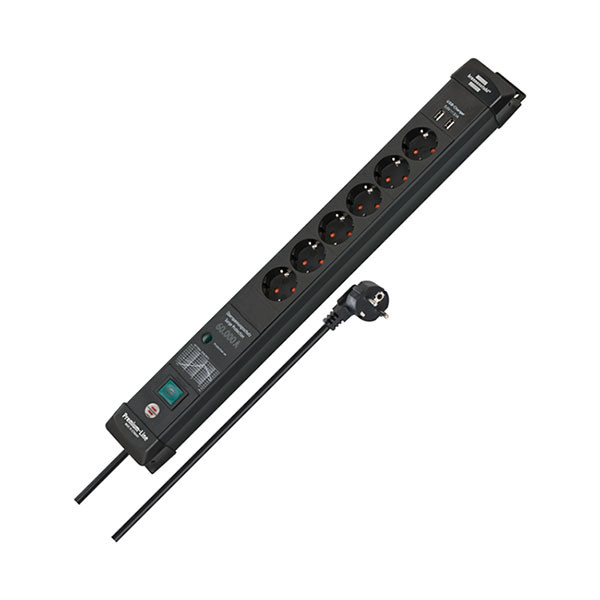 Brennenstuhl Stekkerdoos met USB | Brennenstuhl | 3 meter (6-voudig, Overspanningsbeveiliging, 60.000 A, Schakelaar, Aluminium) 1951160606 B060401149 - 2
