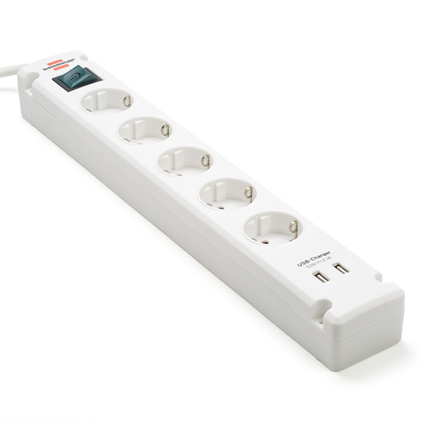 stekkerdoos met usb brennenstuhl 3 meter 5 voudig schakelaar wit brennenstuhl kabelshop nl