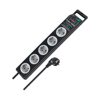 Brennenstuhl Stekkerdoos met overspanningsbeveiliging | Brennenstuhl | 2.5 meter (5-voudig, 13.500 A, Zwart) 1153380315 A010813203 - 2