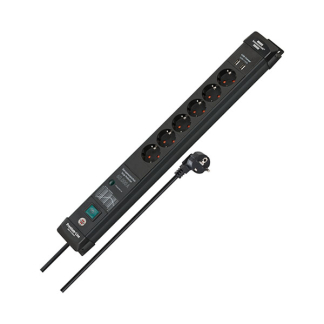 Brennenstuhl Stekkerdoos met overspanningsbeveiliging | Brennenstuhl | 3 meter (6-voudig, 60.000 A, 2 USB poorten, Aluminium) 1951160606 A060401149 - 2