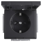 Busch Jaeger Stopcontact | Busch-Jaeger | Future Linear (Randaarde, Met klep, IP44, Zwart) 66.055.44 K180107948 - 2