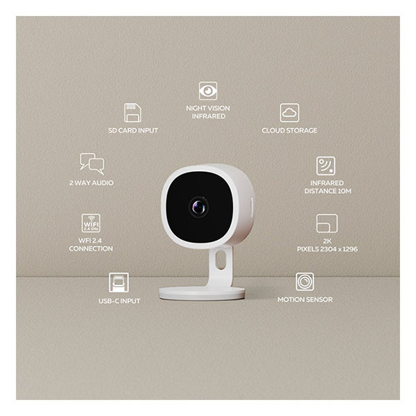 Calex Beveiligingscamera wifi | Calex Smart Home (2K, 10 meter nachtzicht, Gespreksfunctie, Bewegingsdetectie, Binnen) 5501001300 K170202788 - 6