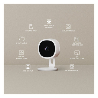 Calex Beveiligingscamera wifi | Calex Smart Home (2K, 10 meter nachtzicht, Gespreksfunctie, Bewegingsdetectie, Binnen) 5501001300 K170202788 - 6