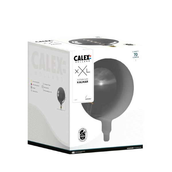 Calex Colors | Kalmar | E27 (5W, 70lm, 1800K, Dimbaar, Titanium) 2101002000 K170203767 - 3
