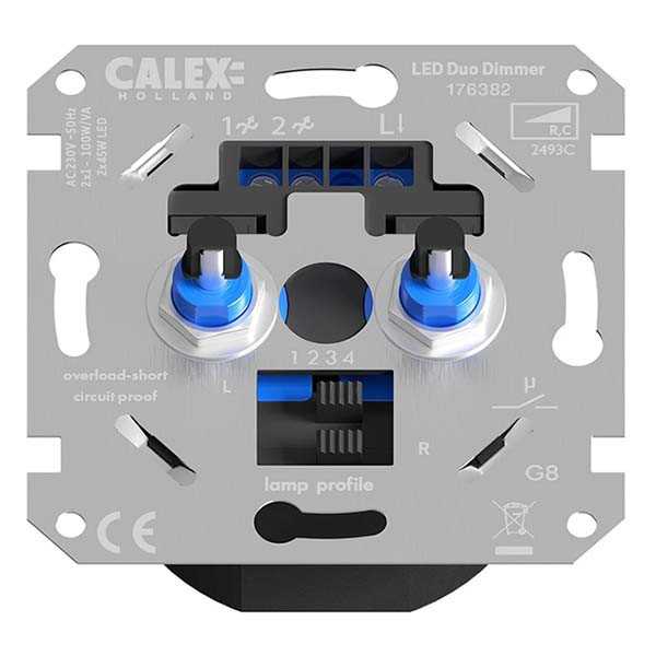 Calex Halogeen duo dimmer | Calex (Inbouw, 2x 45 tot 100W) 176382 A170202631 - 2