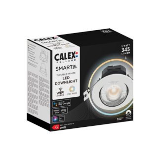 Calex Inbouwspot | Calex Smart Home (Wifi, 4.9W, 345lm, 2700 - 6500K, Wit) 429274 5601000300 K170203376 - 4