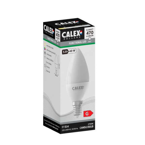 Calex Led lamp E14 | Kaars | Calex (5.8W, 470lm, 2700K) 1301001000 K170202939 - 2