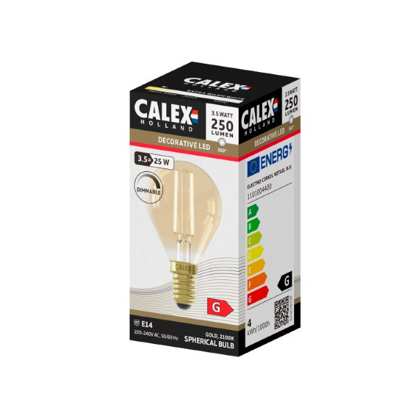 Calex Led lamp E14 | Kogel | Calex (3.5W, 250lm, 2100K, Dimbaar) 1101004400 K170203762 - 3