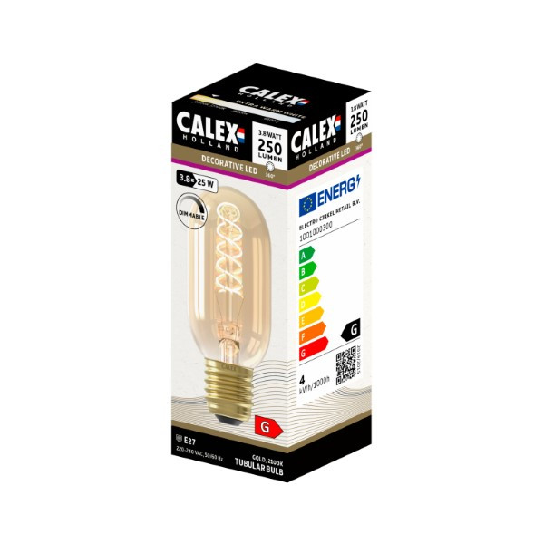 Calex Led lamp E27 | Buis | Calex | 4 stuks (3.8W, 250lm, 2100K, Dimbaar, Goud) 1001000300 V170202493 - 3