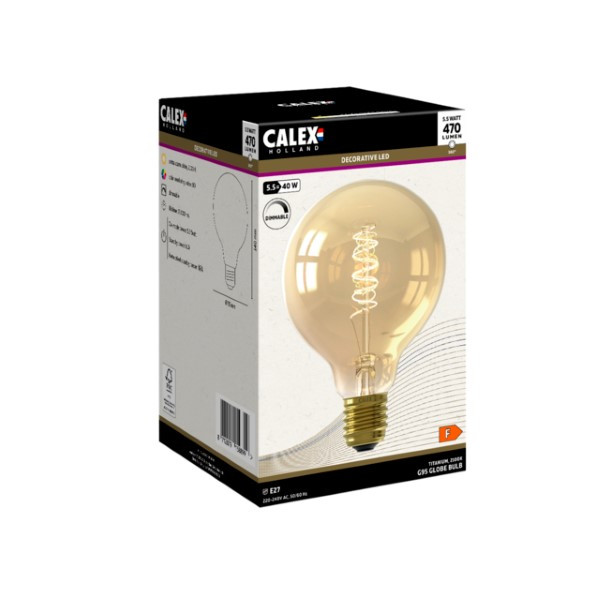Calex Led lamp E27 | Globe | Calex (5.5W, 470lm, 2100K, Dimbaar, Goud) 1001003400 K150204385 - 2