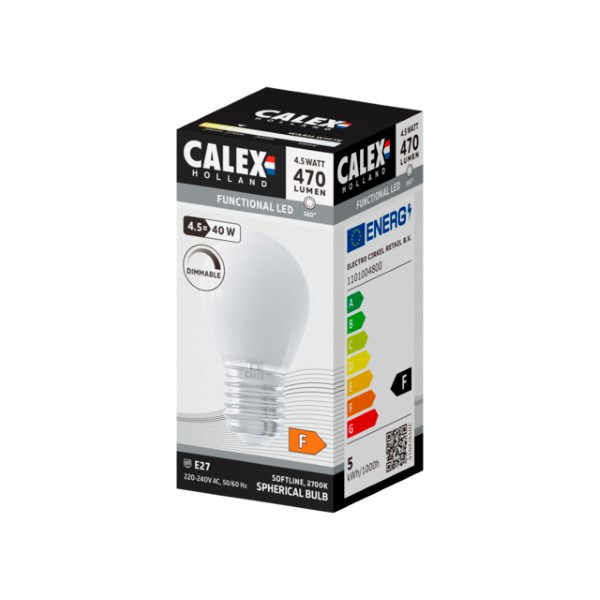 Calex Led lamp E27 | Kogel | Calex (4.5W, 470lm, 2700K, Dimbaar) 1101004800 K170202496 - 3