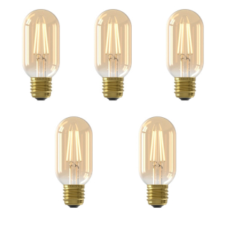 Ledlamp E27 | Buis | Calex | 5 stuks (4W, 250lm, 2100K, Dimbaar, Goud)