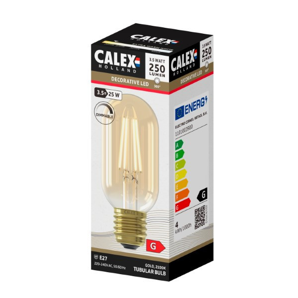 Calex Ledlamp E27 | Buis | Calex | 5 stuks (4W, 250lm, 2100K, Dimbaar, Goud)  V170202494 - 4