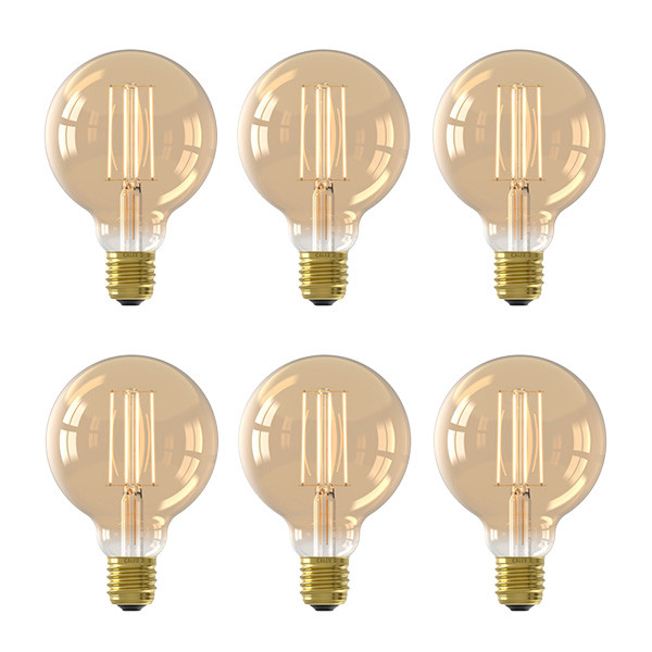 Calex Ledlamp E27 | Globe | Calex | 6 stuks (4W, 470lm, 2100K, Dimbaar, Goud)  V170203785 - 1