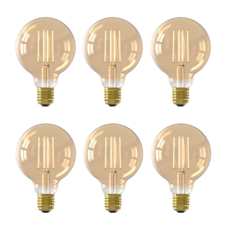Ledlamp E27 | Globe | Calex | 6 stuks (4W, 470lm, 2100K, Dimbaar, Goud)